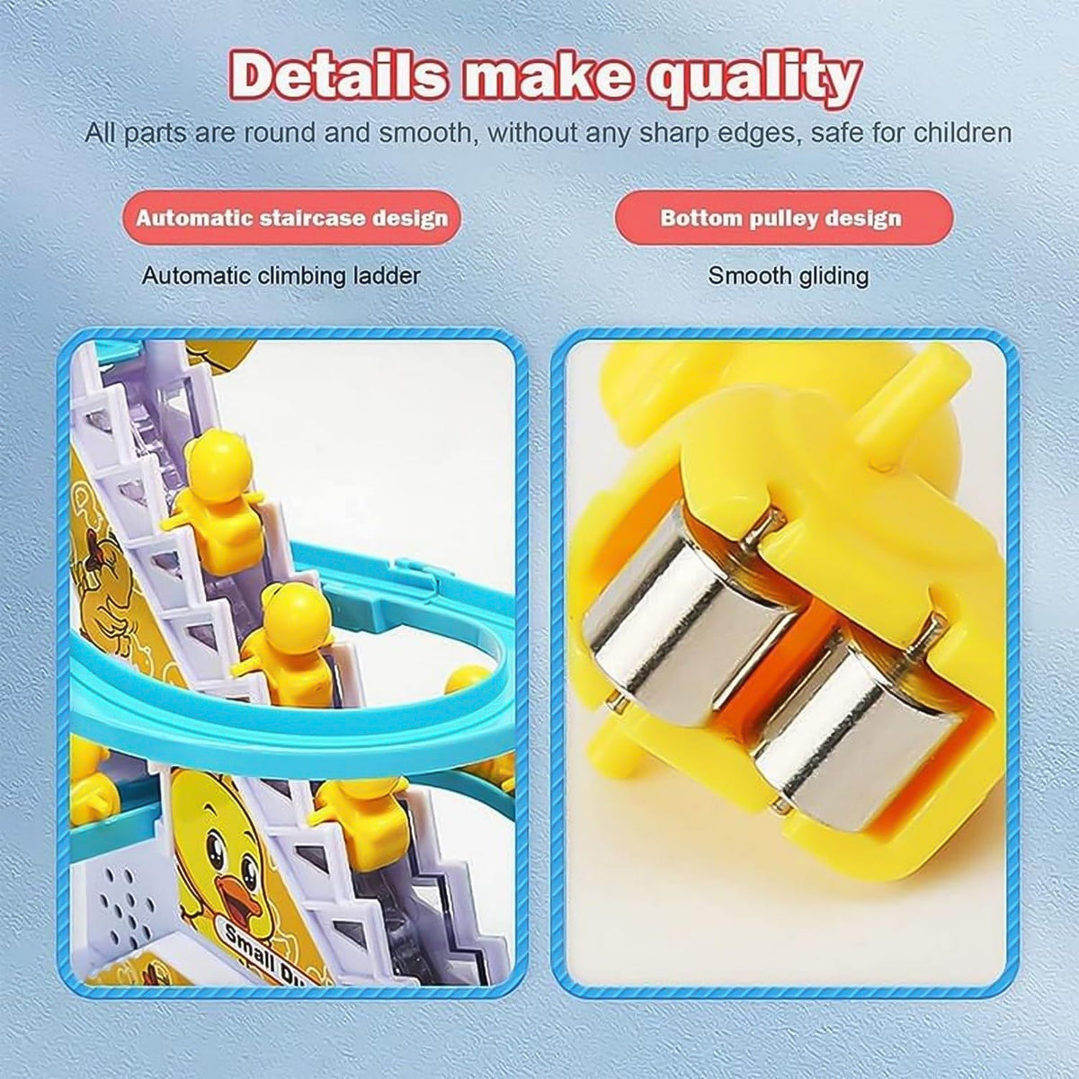 Lala Small Duck Climb Stairs Toy Roller Coaster With Flashing Lights  Music (3 Ducks) HP DD