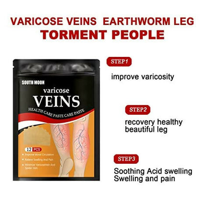 Varicose Veins Relief Patches Reduce Swelling, Improve Circulation & Soothe Leg Pain (12 Pcs)