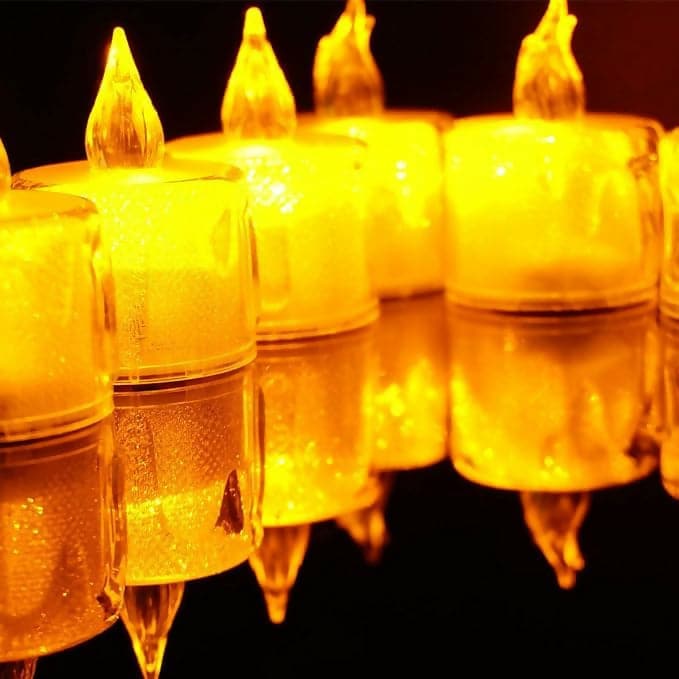 Decorative Acrylic LED Tea Lights, Flameless and Safe (Pack of 12)