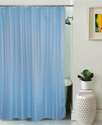 Lushomes shower curtain, Striped Thin Stripe, Polyester waterproof 6x6.5 ft with hooks, non-PVC, Non-Plastic, For Washroom, Balcony for Rain, 12 eyelet & Hooks (6 ft W x 6.5 Ft H, Single piece) - HalfPe