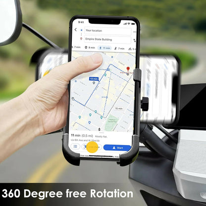 Heavy-Duty CNC Metal Phone Mount for Bike, Motorcycle & Scooty 360° Rotation (Black)