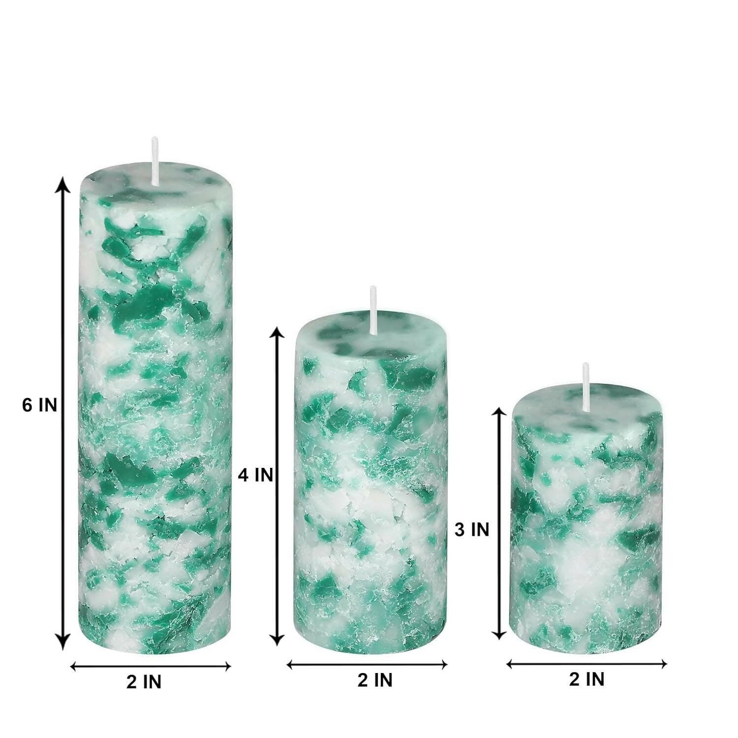 PROSPERRO LUMO Paraffin Wax By Parkash Candles Set Of 3 Fragrance Pillar Candles Marble Finish (Green Apple) - HalfPe