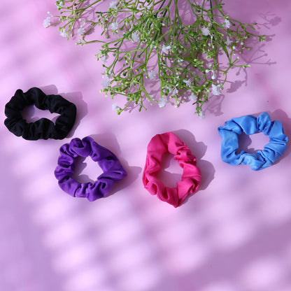 Soft Elastic Hair Scrunchies - (Pack of 4)