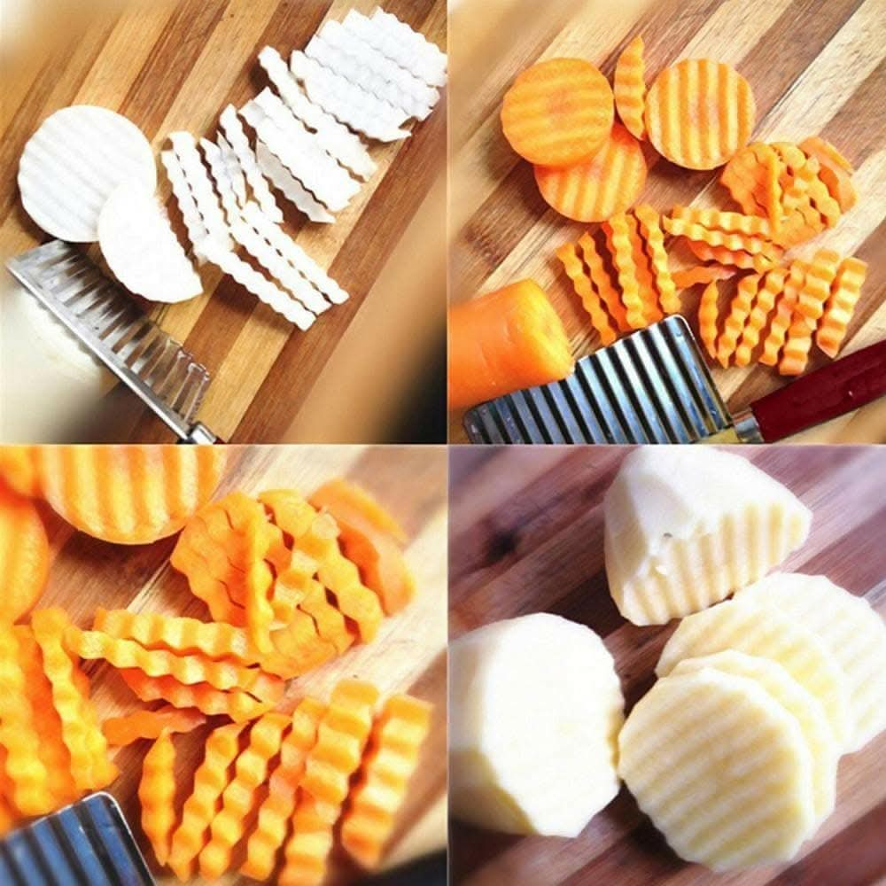 Wavy Blade French Fry Cutter Knife - HalfPe