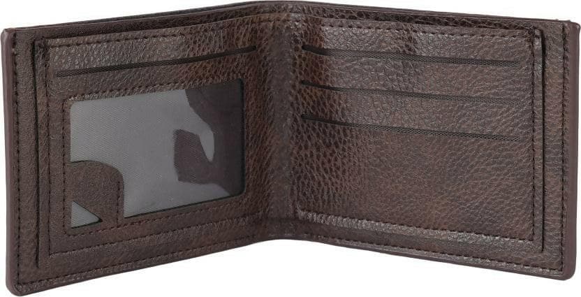 Men Travel Casual Brown Genuine Leather Wallet (3 Card Slots) - HalfPe