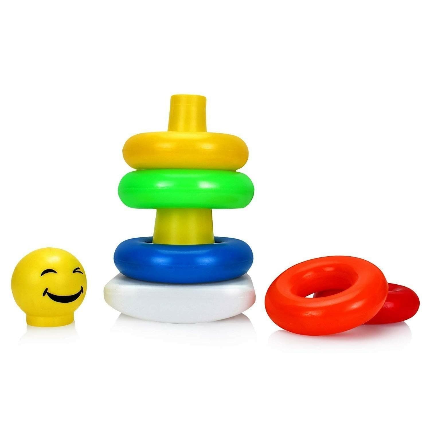 Plastic Smiley Stacking Multicolour 5 Rings - HalfPe