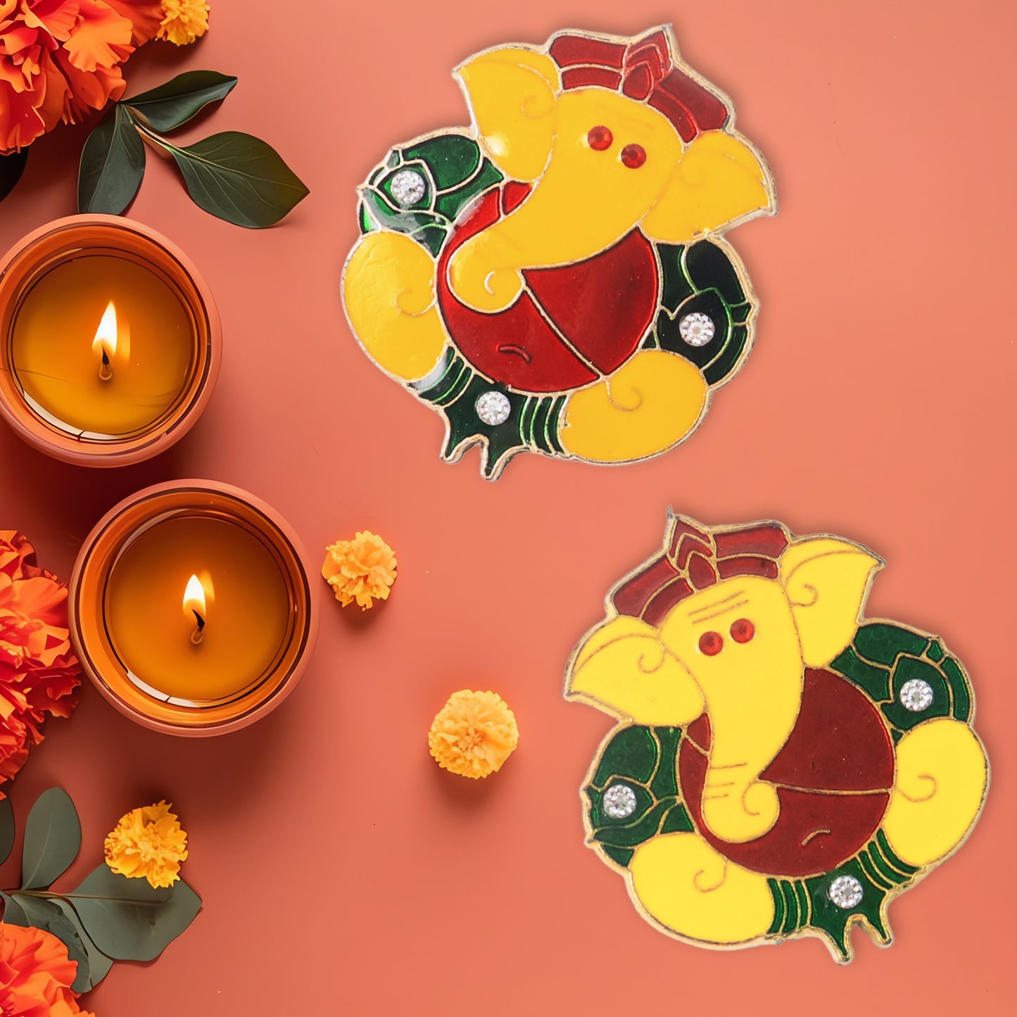 Decorative Lord Ganesha Wall Hanging Stickers (2 Pc)