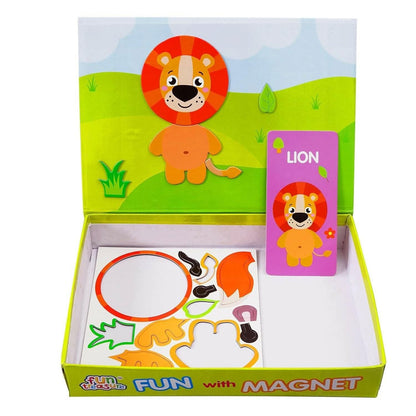 Jungle Animals Magnetic Puzzle (8 Flash Cards, 6 Magnet Sheets) - HalfPe