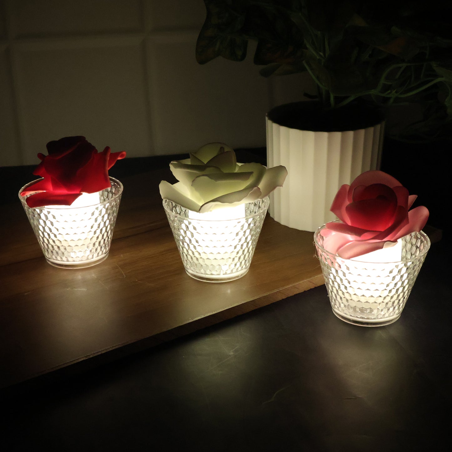 Rose Shaped Decorative Flameless Led Candles (12 Pc)
