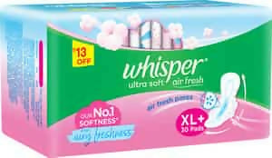 Whisper Ultra Soft Size Xl Plus (317MM) Sanitary Pads Packet Of 30