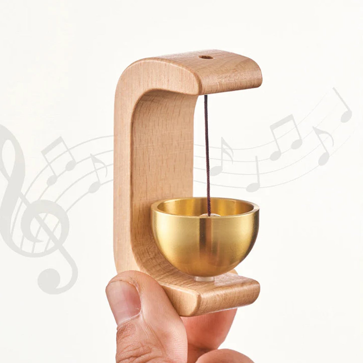 Premium Desktop Style Zen Bell for Meditation and Mindfulness Wooden Stand with Brass Chime Ball