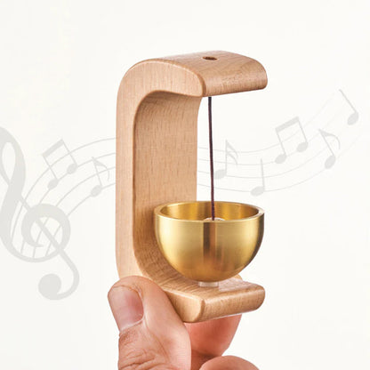 Premium Desktop Style Zen Bell for Meditation and Mindfulness Wooden Stand with Brass Chime Ball