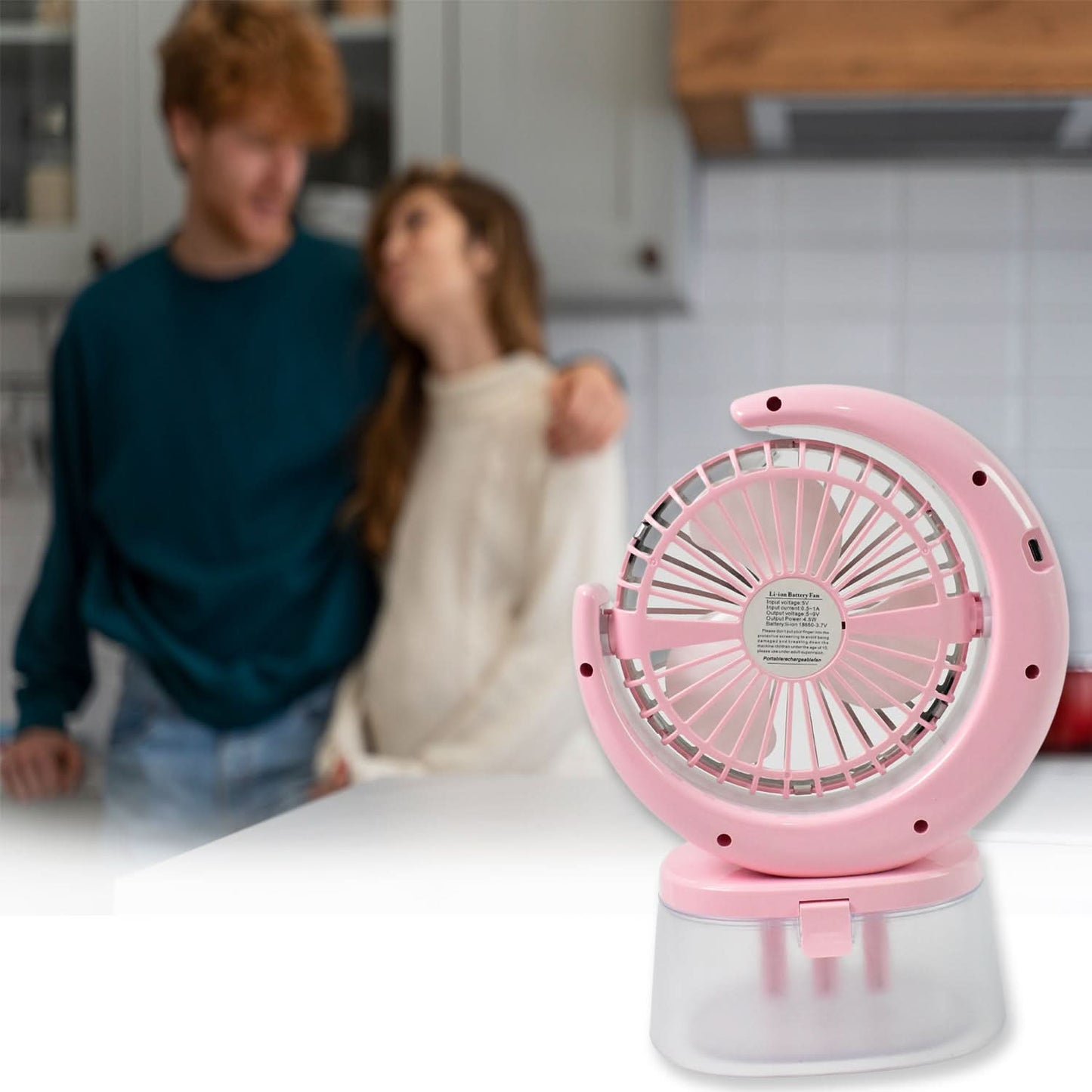 Portable Desktop Camping Fan with LED Light & Humidifier – Plug & Play