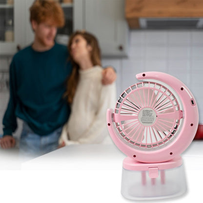 Portable Desktop Camping Fan with LED Light & Humidifier – Plug & Play