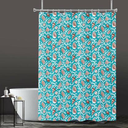 Lushomes Bathroom Shower Curtain with 12 Hooks and 12 Eyelets, Printed Dessert Desginer Bathtub Curtain, Non-PVC, Water-Repellent Bathroom Accessories, Blue, 6 Ft H x 6.5 FT W (72x80 Inch, Single Pc) - HalfPe