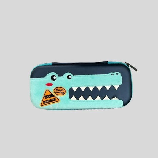 Printed Cute Alligator Pencil Case (Navyblue) - HalfPe