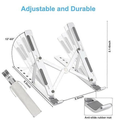 LS02 Laptop Stand Aluminum Body (6 Adjustable Stands,17Inches) (White) - HalfPe