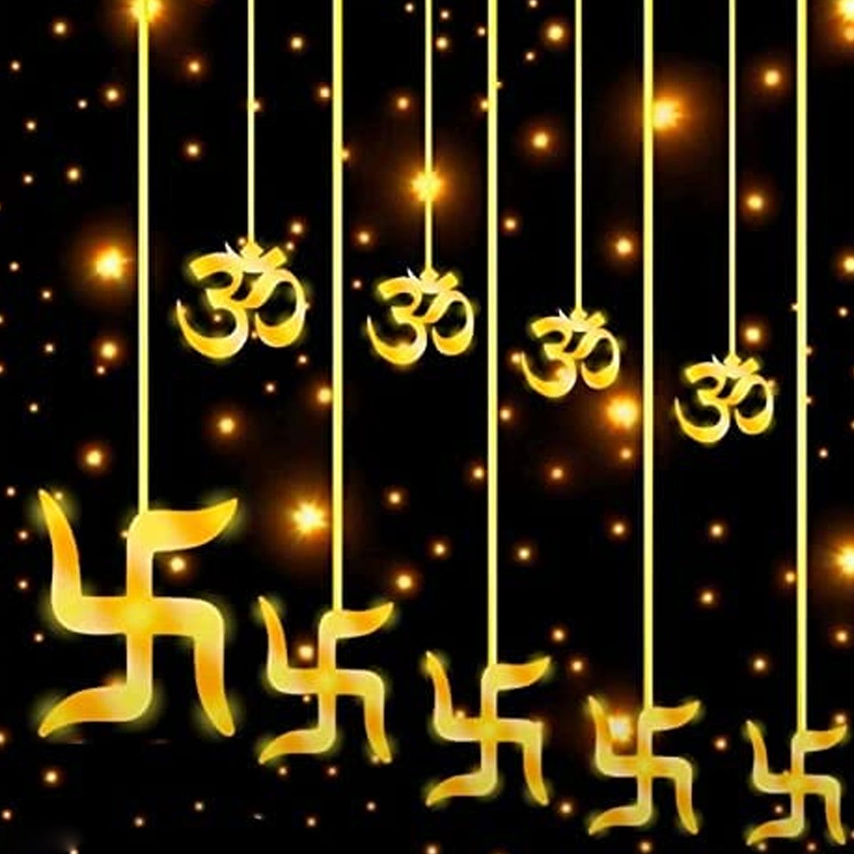 Swastik Om Curtain Decorative Lights String Lights With 12 Hanging Props138 Led Diwali Decoration Items For Home Decor Night Light Room Lights For Bedroom Balcony Decor. HP DD