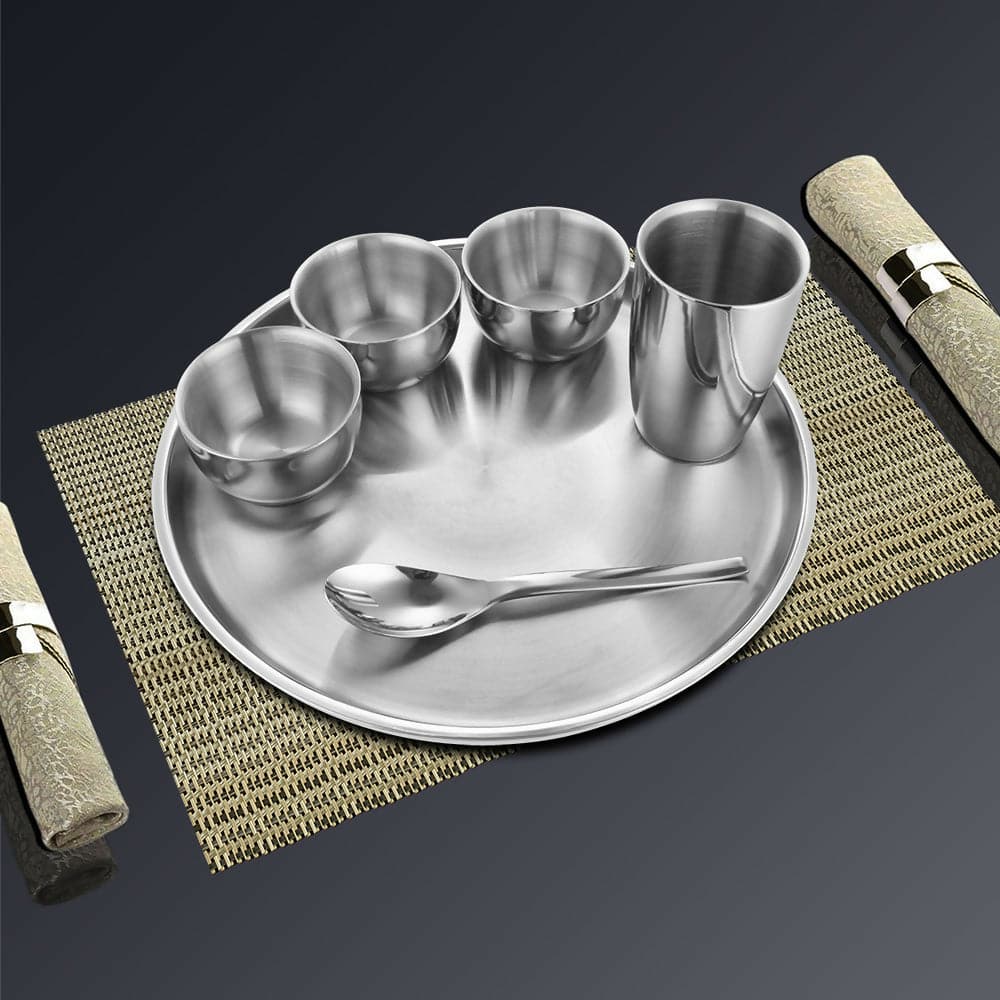 Stainless steel double wall thali set nikki