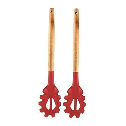 P-plus international silicone pasta fork, food grade noodle spoon (Red – pack of 2) - HalfPe