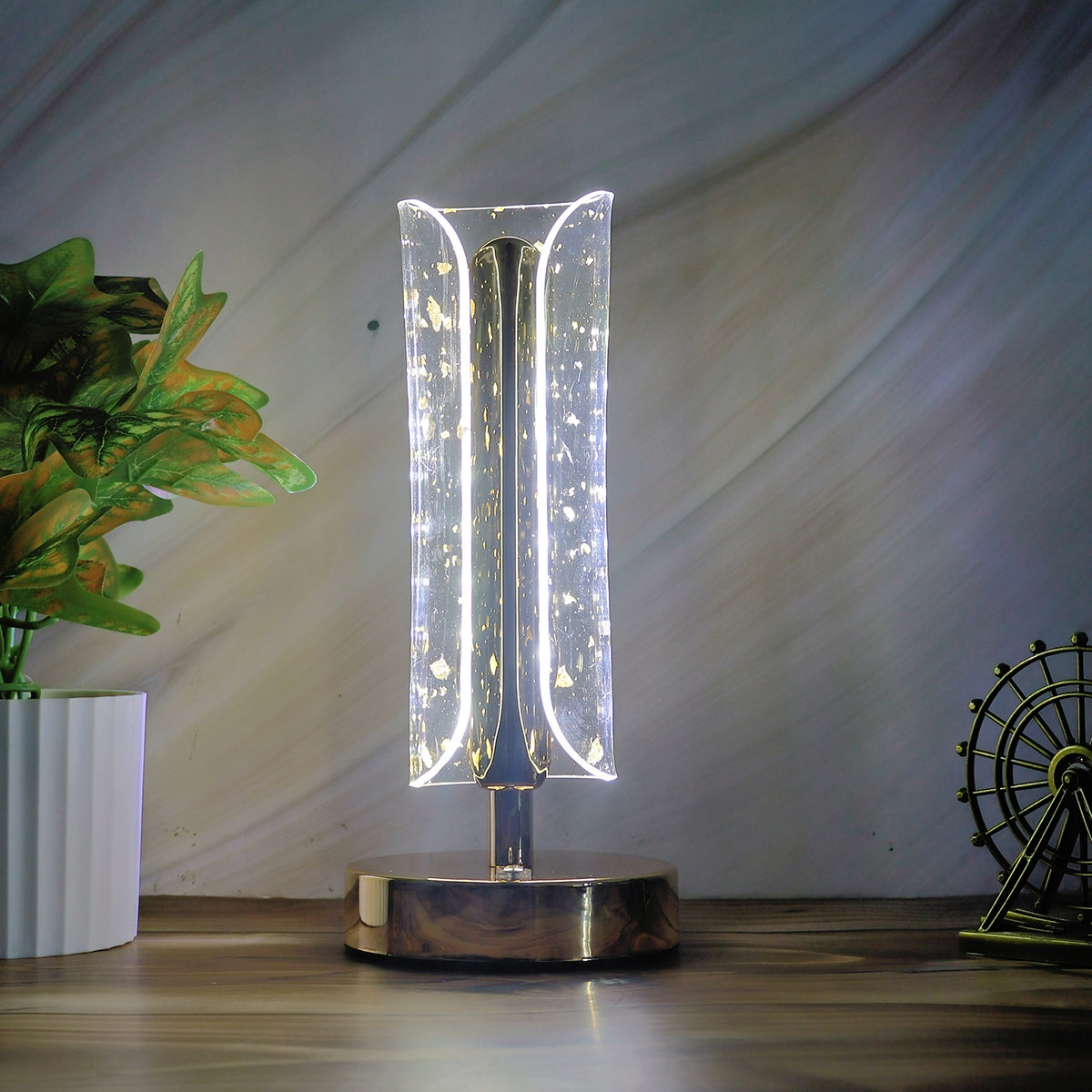 Crystal Table Lamp – Elegant Sparkle Design Golden Base LED Bedside Decorative Lamp for Bedroom, Living Room & Home Décor