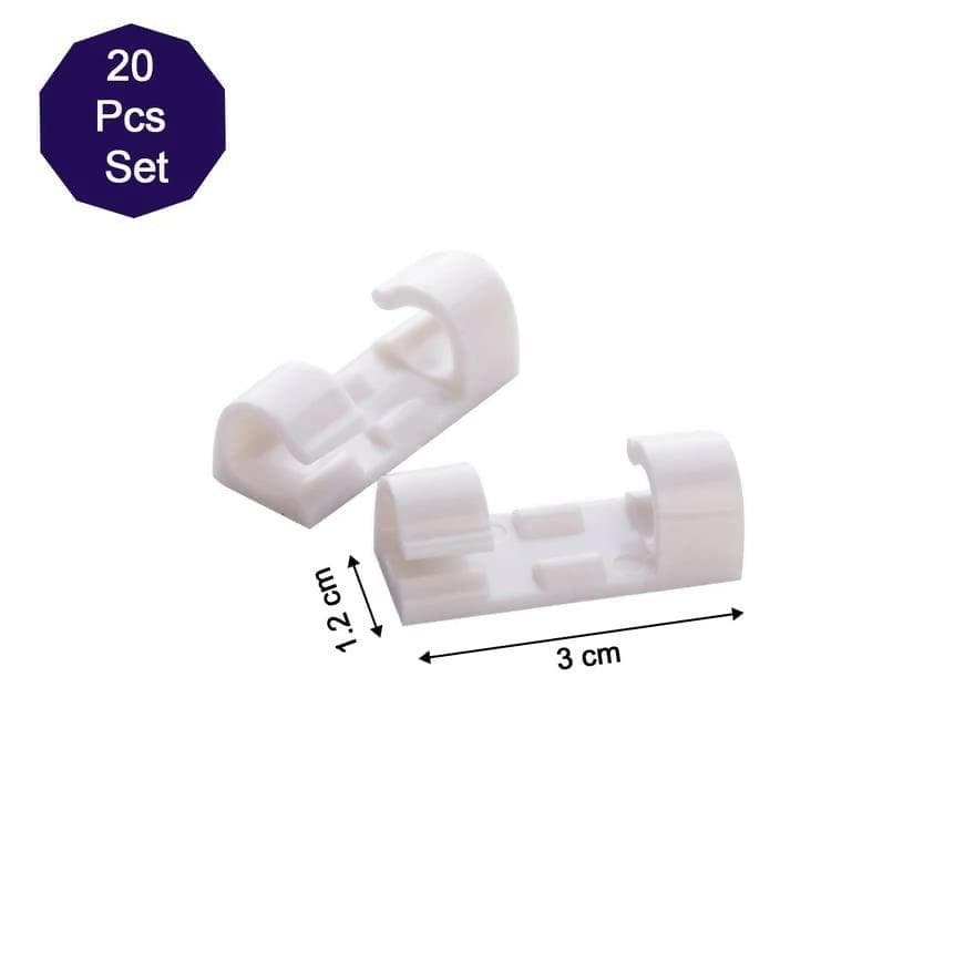 20 Pieces Self Adhesive White Cable Cord Management Clips (White) - HalfPe