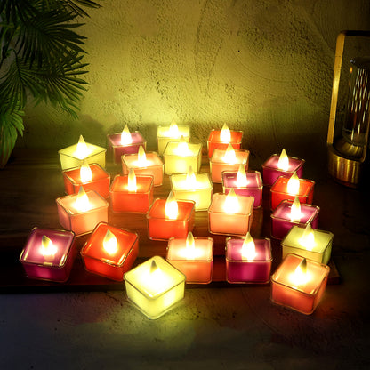 Set Of 24 Multi-color Led Tealight Candles