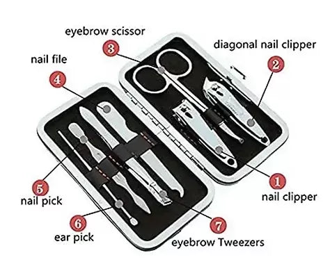 Multispace 7-in-1 Professional Manicure Set – Stainless Steel Nail Clipper Kit for Kids, Women, and Girls