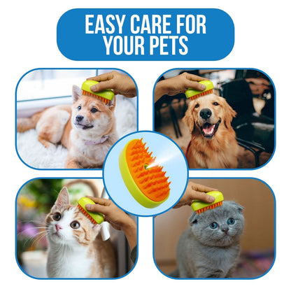 3-in-1 Steam Cat Brush – Self-Cleaning Grooming & Massage Tool