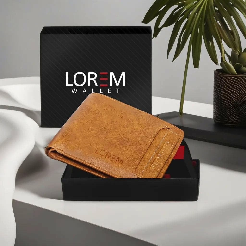 Lorem Orange Removable Card Slot Bi-Fold Faux Leather 8 ATM Slots Wallet For Men - HalfPe