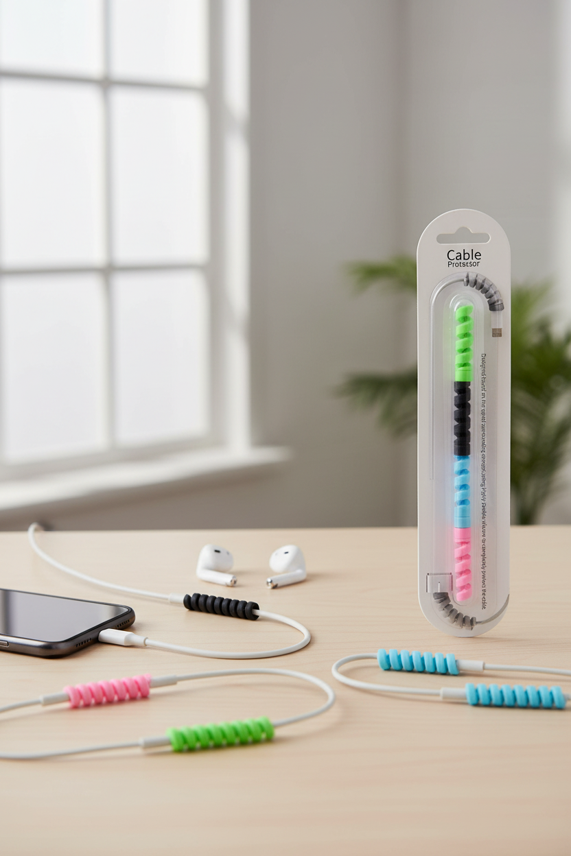 Silicone Spiral Cable Protector 4 Pcs (Wire Protector) For Charging Cables, Data Cables, Earphones (Multicolor) SUPER