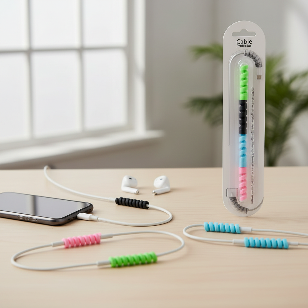 Silicone Spiral Cable Protector 4 Pcs (Wire Protector) For Charging Cables, Data Cables, Earphones (Multicolor) SUPER