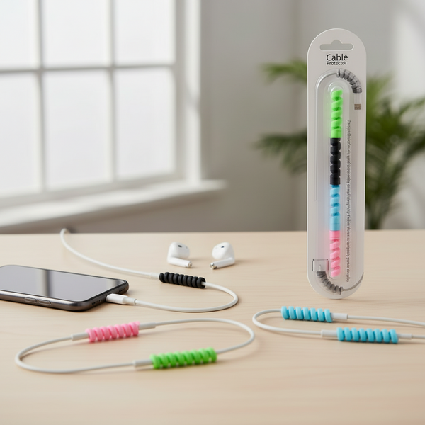 Silicone Spiral Cable Protector 4 Pcs (Wire Protector) For Charging Cables, Data Cables, Earphones (Multicolor) SUPER