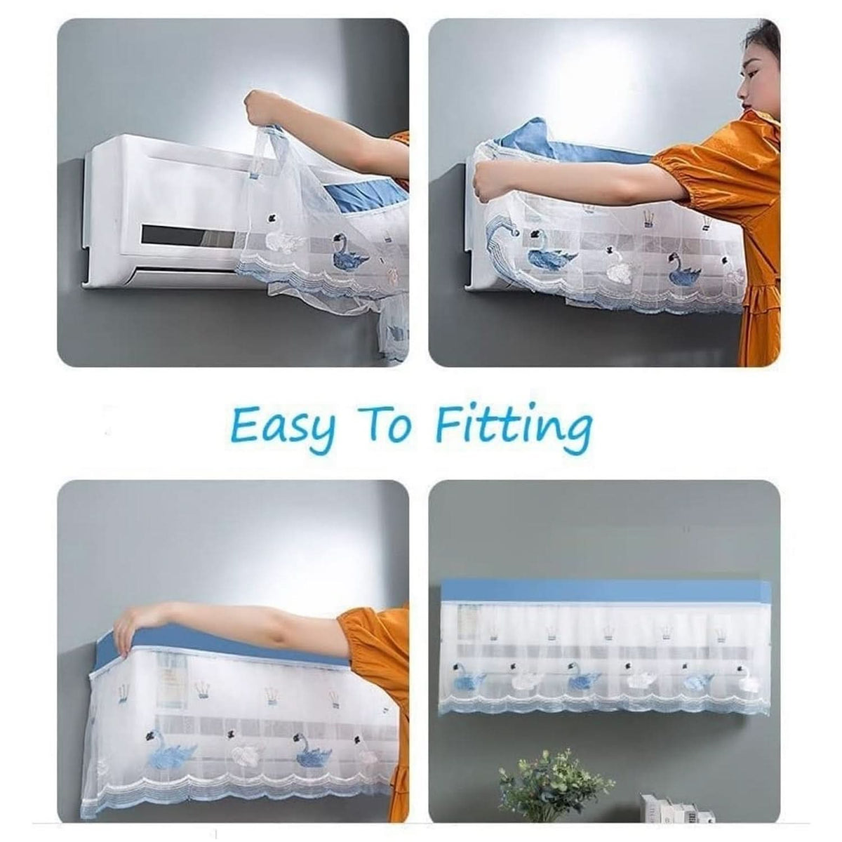 Ac Cover Air Conditioning Dust Cover Folding Designer (Approx 1 Ton  1 Pc  Ac Curtain  Mix Design) HP DD