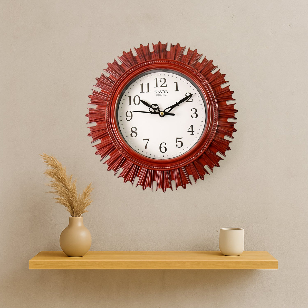 Wooden Look Designer Wall Clock Plastic Decorative Latest Wall Clock Battery Operated Round Easy To Read For Roomhomekitchenbedroomofficeschool HP DD
