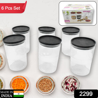 Air Tight Kitchen Storage Container For Rice  Dal  Atta Bpa-free Flour  Cereals  Snacks  Stackable  Modular Round. (Approx - 1100ml Set Of 6pcs)