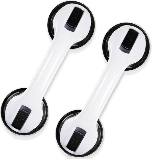 2 Pack Shower Handle 12 Inch Strong Suction Shower Bar- Black White - HalfPe