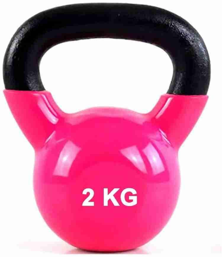 Yogpro Vinyl Coated Cast Iron Solid Kettlebell Home and Gym Use for Fitness Exercises (2 Kg) - HalfPe