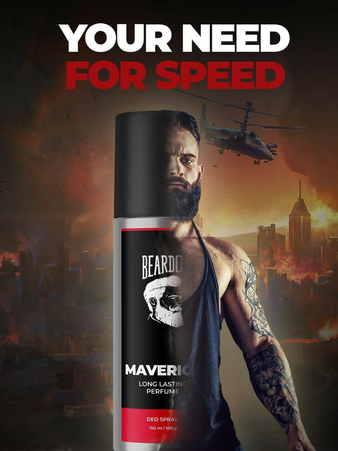 Beardo Perfume Body Spray for men - MAVERICK, 150ml Oriental Leather Woody Fresh Deo For Men Long Lasting Deodorant for Men Gift Men's Fragrance Christmas gift for men Gift For Friends Gift for Men