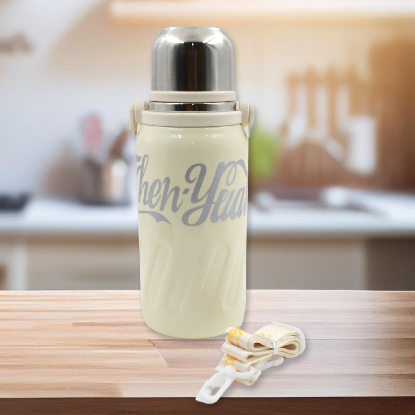 Stainless Steel Vacuum Insulated Water Bottle  Leak Proof Flask For Tea Coffee  Reusable Water Bottle With Hanging Strap  Bottle For Hot  Cold Drinks Wide Mouth Water Flask (900 Ml)