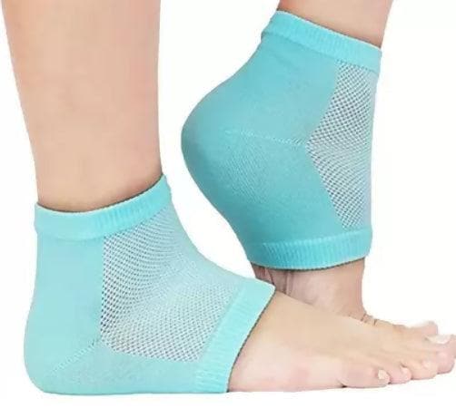 Silicone Gel Heel Socks For Dry Hard Cracked Heels Repair Heel Support Plantar Fasciitis for Men and Women (Blue, 2 pairs) - HalfPe