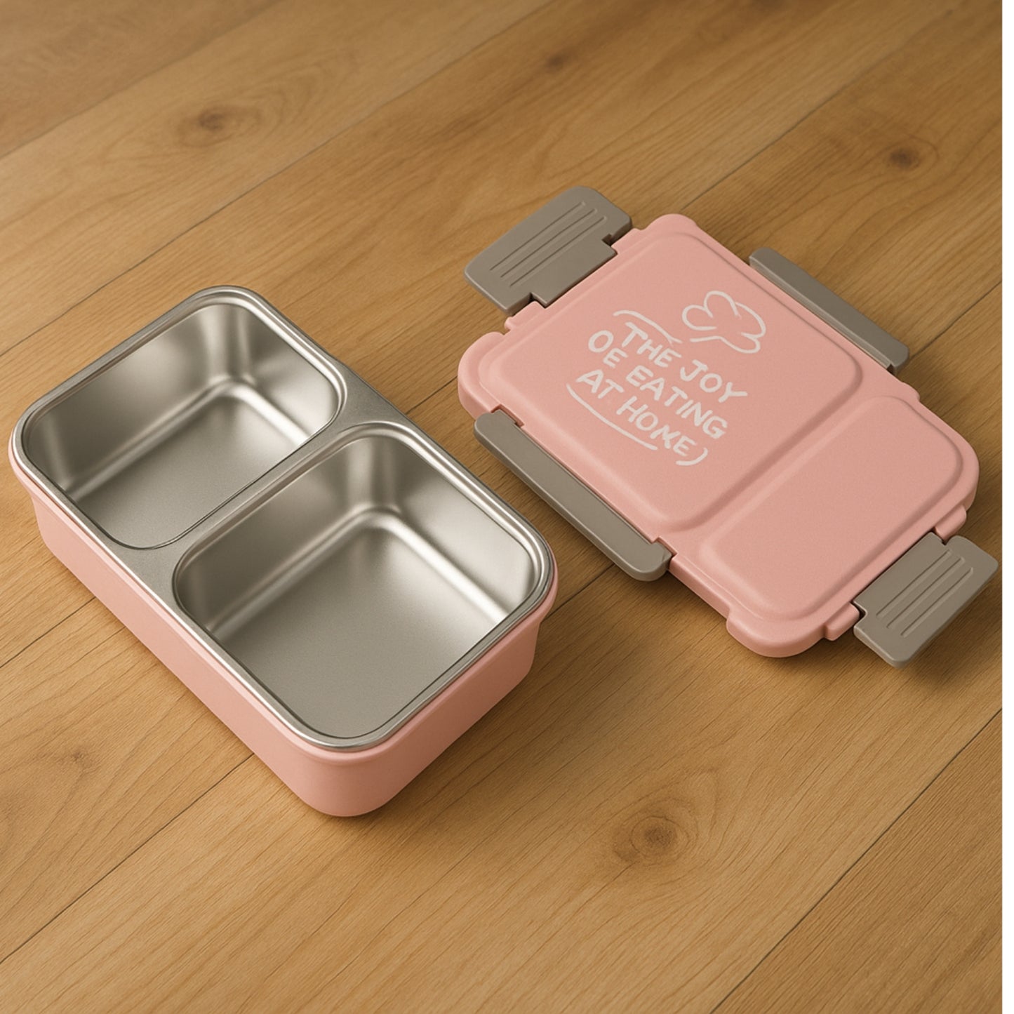 Miracle Quick Lock Leak Proof 2 Compartment Stainless Steel Lunch Box Inner Plate Reusable Microwave Freezer Safe Lunch Box Trendy Thermal Insulation Leak Proof For Office Vacuum Tiffin Box For Boys  Girls  School  Office Women And Men