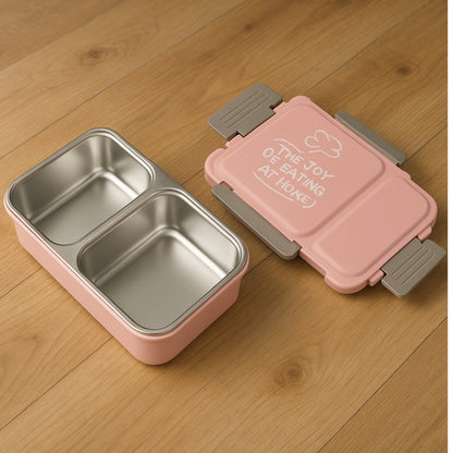 Miracle Quick Lock Leak Proof 2 Compartment Stainless Steel Lunch Box Inner Plate Reusable Microwave Freezer Safe Lunch Box Trendy Thermal Insulation Leak Proof For Office Vacuum Tiffin Box For Boys  Girls  School  Office Women And Men