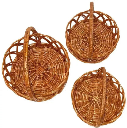 Eco Friendly Hand Woven Round Jali Cane Basket Set 7 8 9 Inch Multipurpose Baskets JPS PRODUCTS (ACHSA)