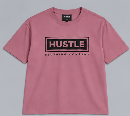 HUSTLE Men's Crew Neck Oversized T-Shirt – Mauve Rose(Oversized Fit)