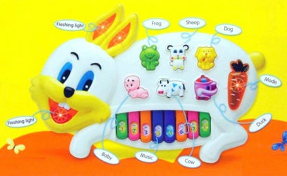 3-in-1 Rabbit Piano with Flashing Lights & Fun Sounds