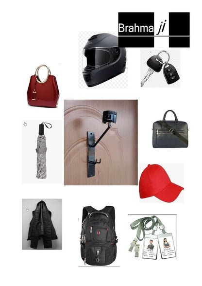 Multi-Purpose Over The Door Helmet Holder for Heavy-Duty No-Drill Door Hook for Bags, Jackets, Caps, Keys & Accessories WiNNY