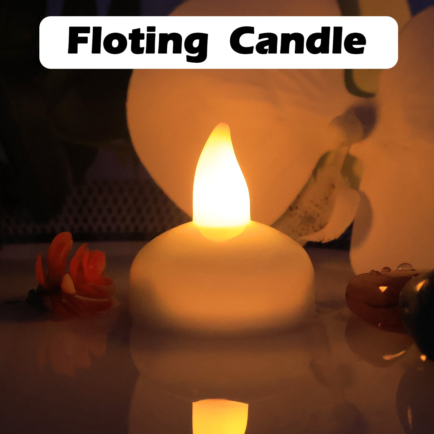 LED Floating Lotus Water Sensor Candles with Automatic On/Off Flameless Decorative Lights (12 Pc)