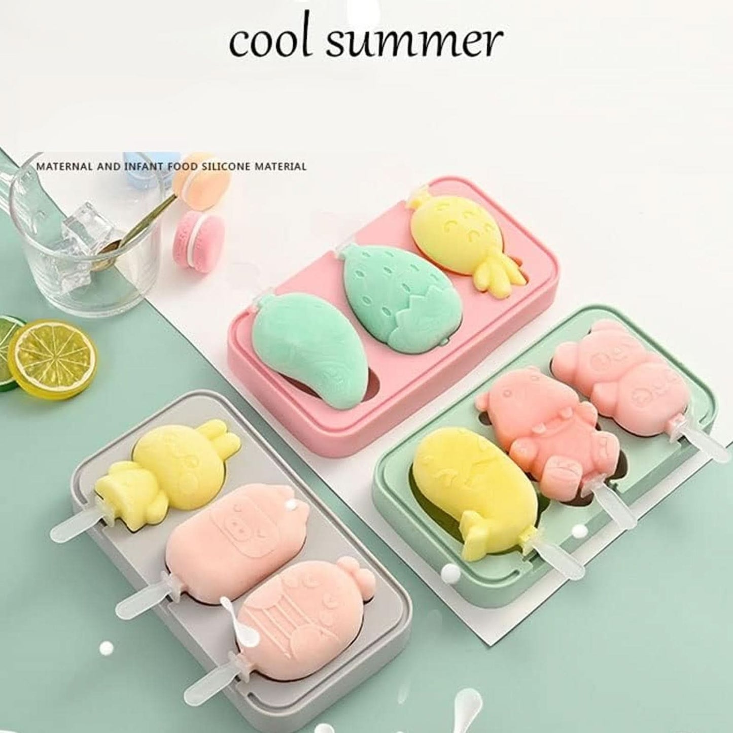 Silicone Popsicle Molds Reusable Ice Cream Molds With Sticks And Lids. A Must-have Popsicle Mold For Summer.