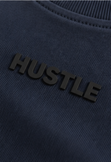 HUSTLE Men's Crew Neck Oversized Tees - Dark Navy Blue